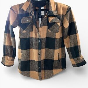 Plaid Tan and Black kids Shacket
